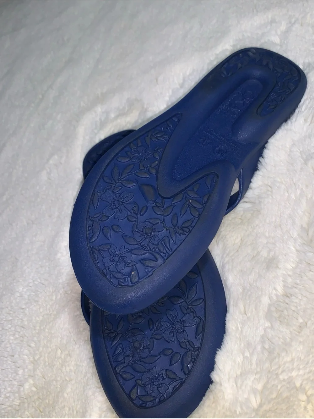 OKA b. Navy Flip Flops with Mint and Aqua Beaded Accents